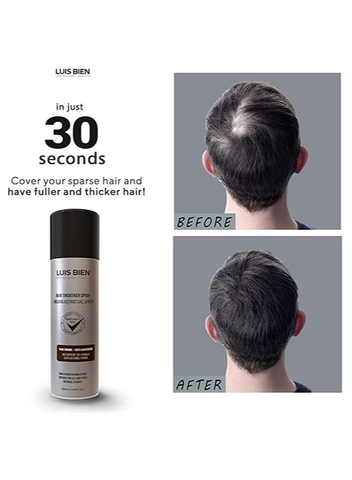 Luis Bien Hair Thickening Spray Hair Fiber for Men Women Hair Building Fibers  Full and Thick Hair Instantly Undetectable Water Resistant Formula Hair Fiber (dark brown)  100 ML