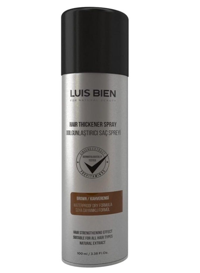 Luis Bien Hair Thickening Spray Hair Fiber for Men Women Hair Building Fibers  Full and Thick Hair Instantly Undetectable Water Resistant Formula Hair Fiber (brown)  100 ML