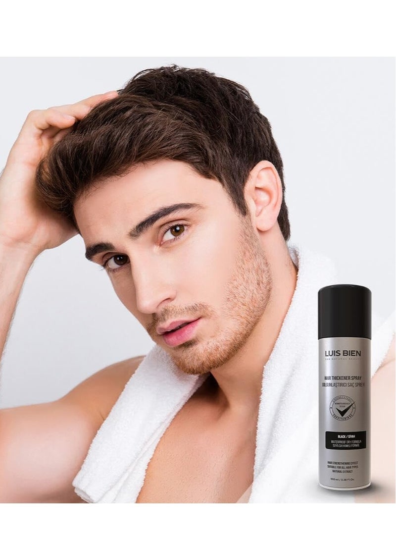 Luis Bien Hair Thickening Spray Hair Fiber for Men Women Hair Building Fibers  Full and Thick Hair Instantly Undetectable Water Resistant Formula Hair Fiber (black)  100 ML