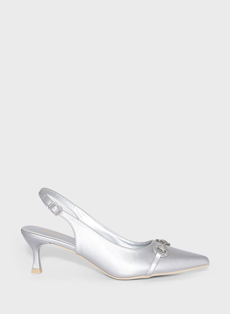 Horse Bit Diamante Sling Back Pump