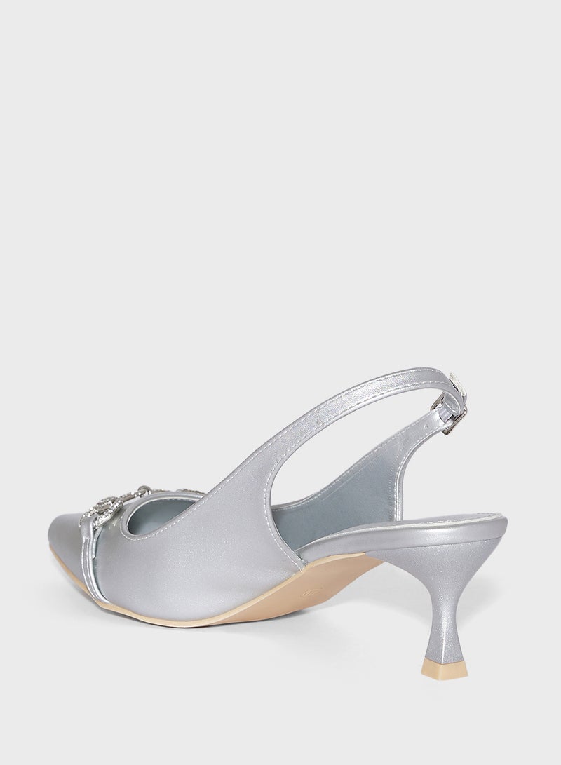 Horse Bit Diamante Sling Back Pump