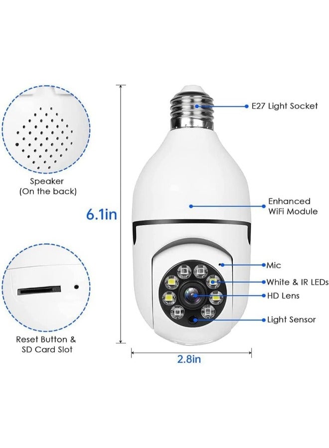 (Pack of 4) Light Bulb Security Camera Outdoor 2.4G WiFi HD 1080P Wireless Motion Auto Tracking 2 Way Audio CCTV camera