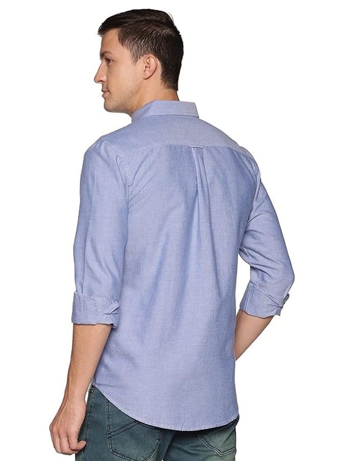 U.S. ELK Men's Button Down Shirt | Casual Slim Fit, Long Sleeve Oxford Shirts For Men | Smart Fit Cuff  - Blue