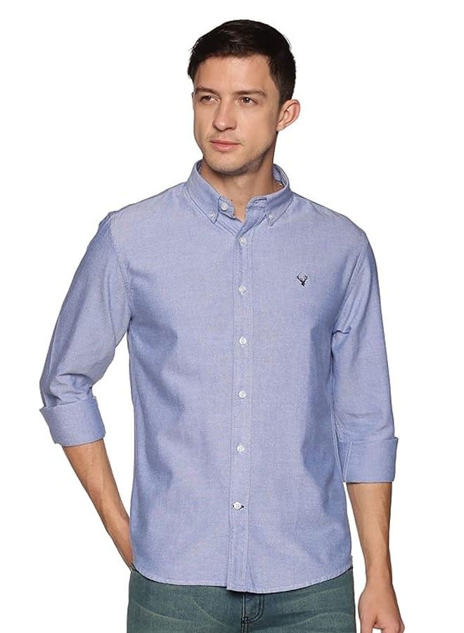 U.S. ELK Men's Button Down Shirt | Casual Slim Fit, Long Sleeve Oxford Shirts For Men | Smart Fit Cuff  - Blue