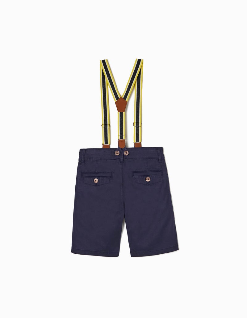 Chino Shorts + Braces for Boys, Blue