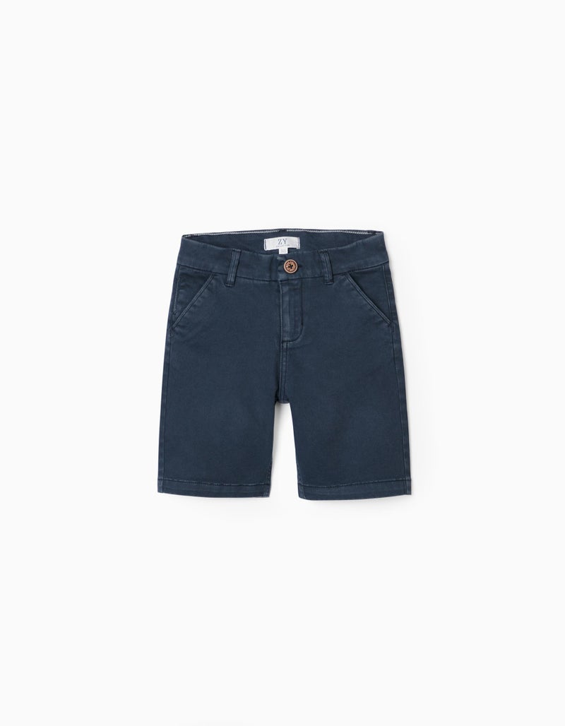 Twill Chino Shorts for Boys, Dark Blue