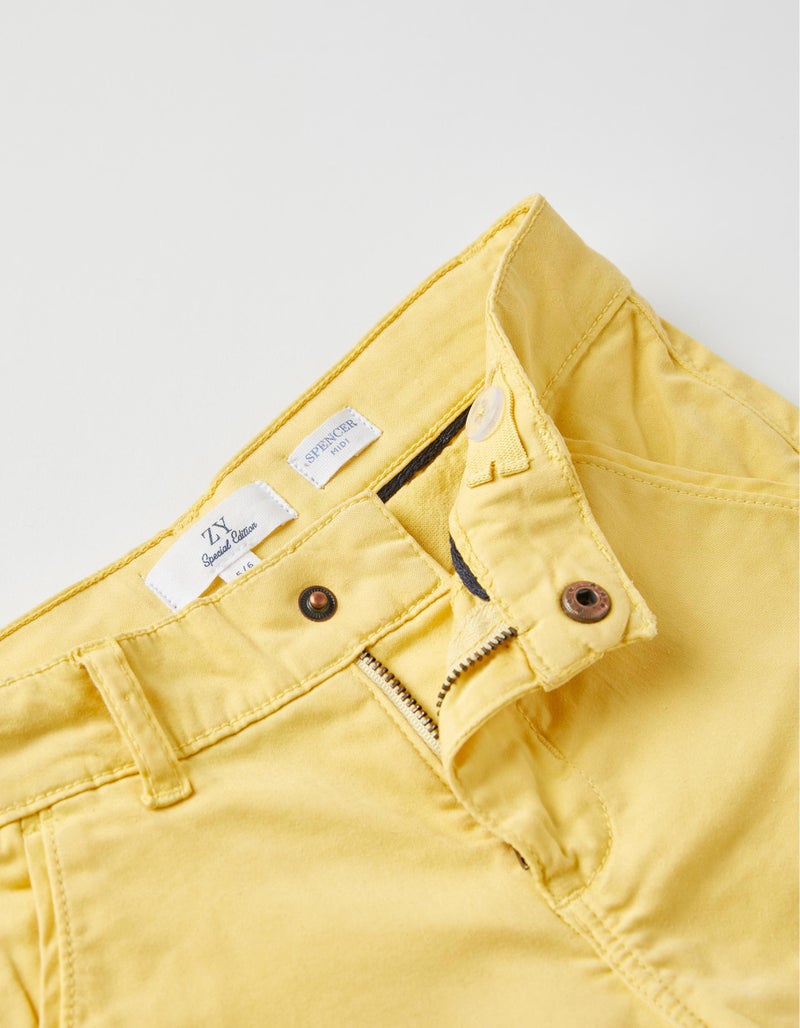 Chino Shorts with Belt for Boys, Yellow