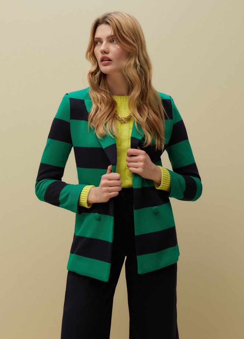 Ovs Piombo Double-Breasted Striped Blazer