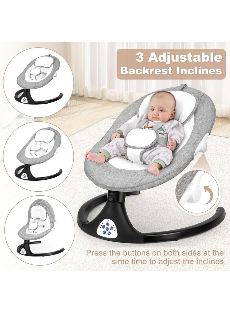 Portable Electric Bluetooth Infants Baby Swing With Music, 3 Timer Settings, Tray, Remote Control And Mosquito Net - Grey