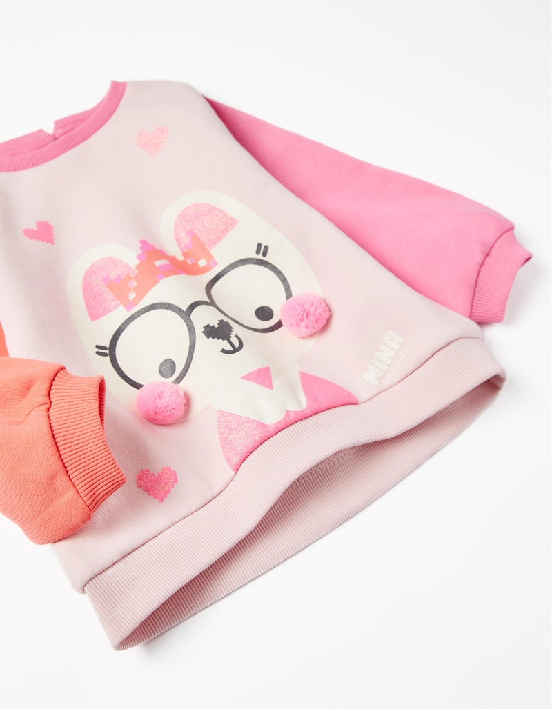 Cotton Sweatshirt for Baby Girls 'Princess Nina', Pink