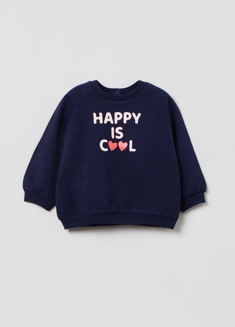 Ovs Letter Print Sweatshirt With Crew Neck