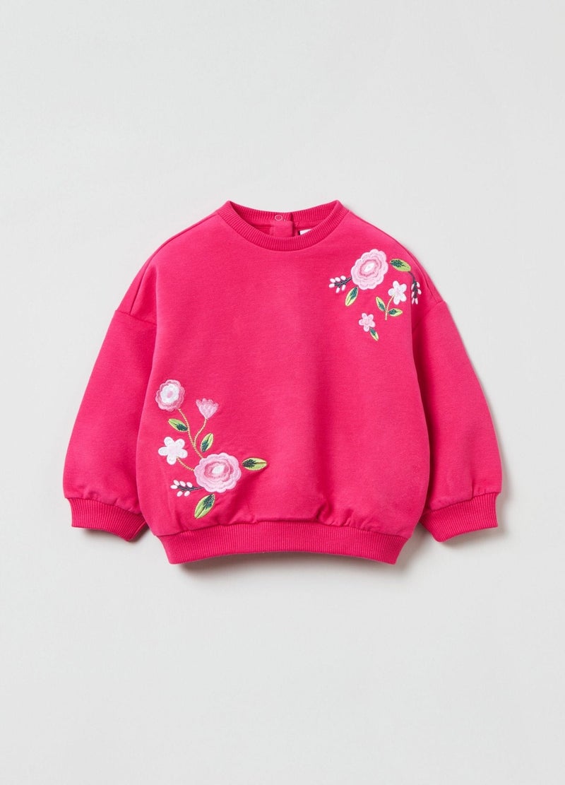 Ovs Housebrand French Terry Sweatshirt With Embroidered Flowers