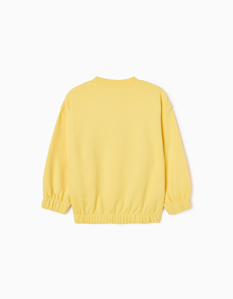 cotton Sweatshirt for Girls 'Hello', Yellow