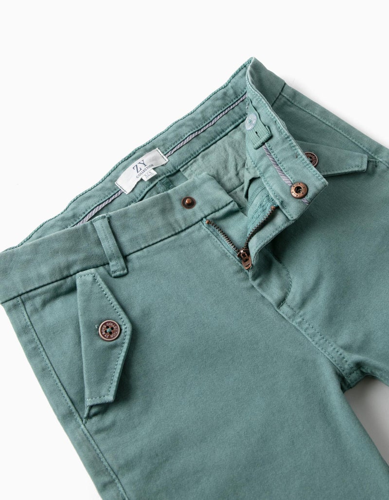 Twill Chino Trousers for Boys 'Skinny Fit', Aqua Green