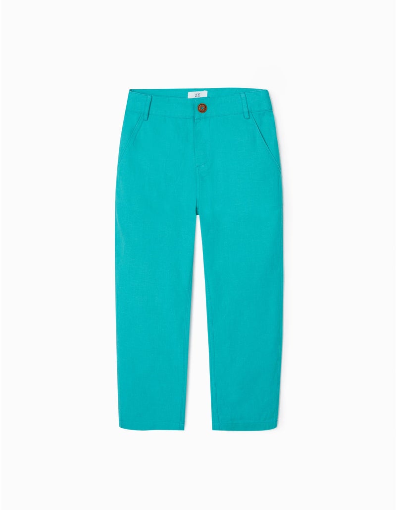 Chino Trousers for Boys 'Slim Fit', Aqua Green