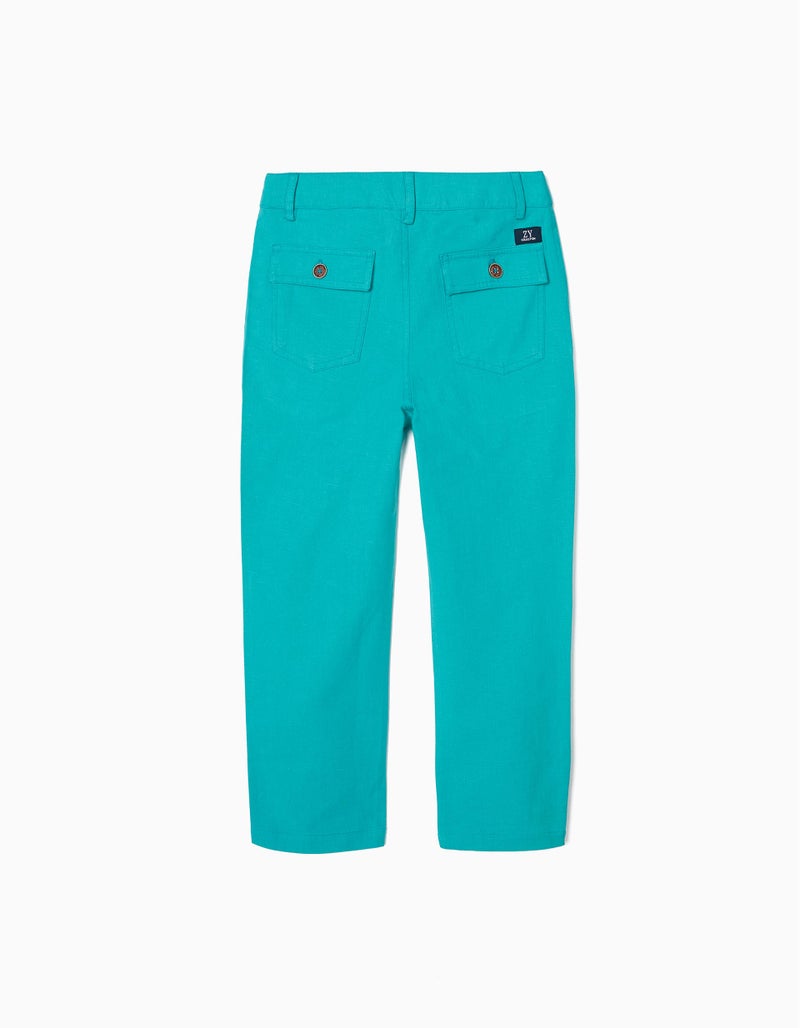 Chino Trousers for Boys 'Slim Fit', Aqua Green