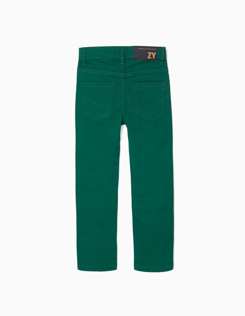 Twill Trousers for Boys 'Slim Fit', Green