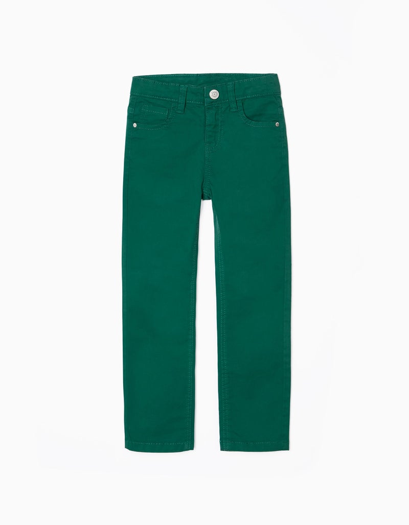 Twill Trousers for Boys 'Slim Fit', Green