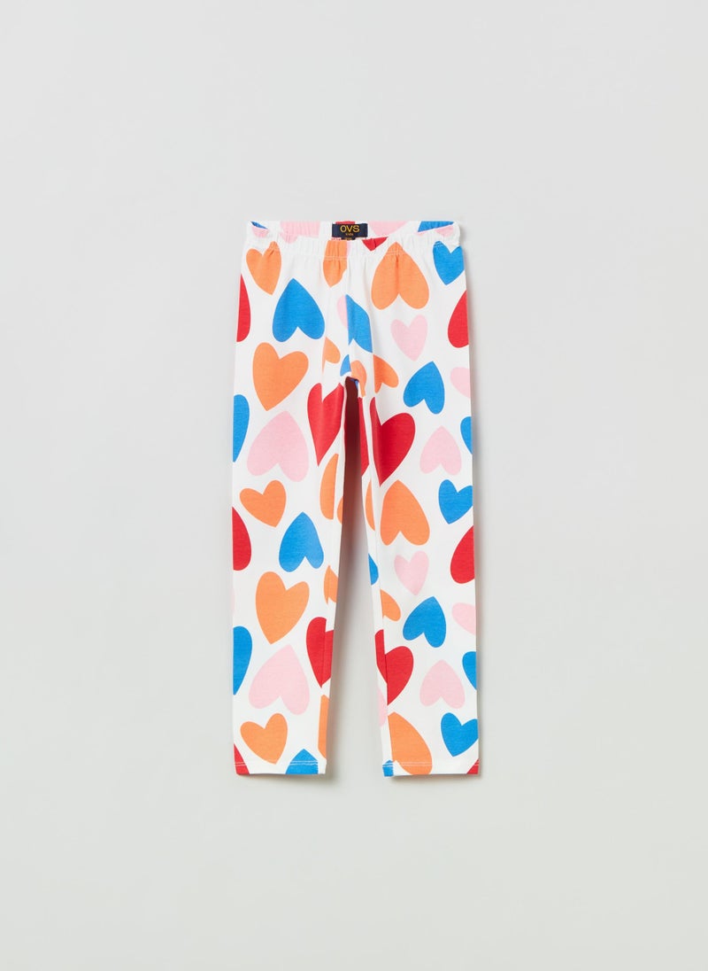 Ovs Stretch Cotton Leggings With Print