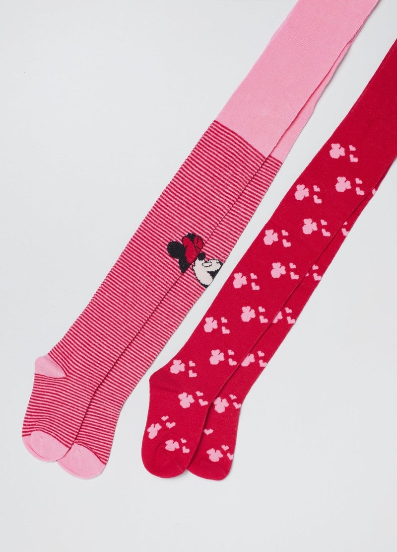 Ovs Girls 2 Pack Minnie Mouse Tights