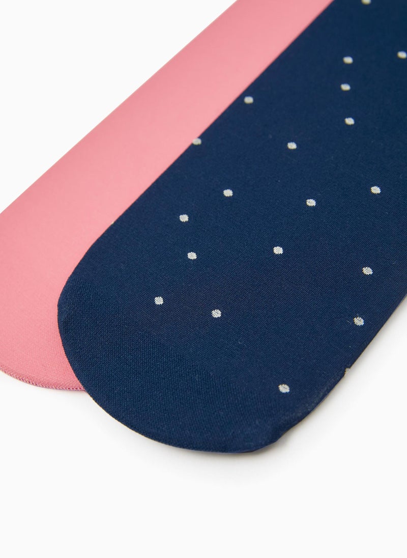 2-Pack Microfiber Tights for Girls, Pink/Dark Blue