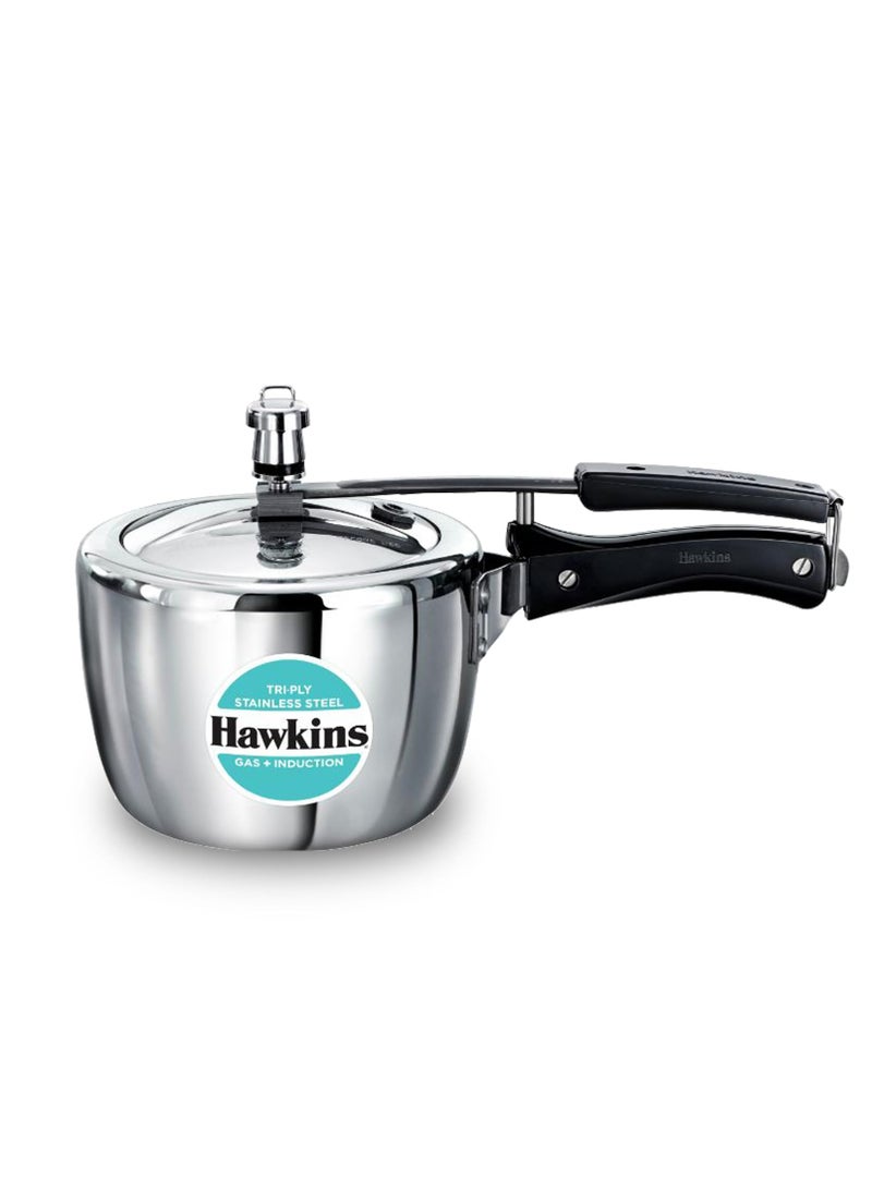 Hawkins 2.5 Litre Triply Stainless Steel Pressure Cooker, Inner Lid Cooker, Silver (HSST25)