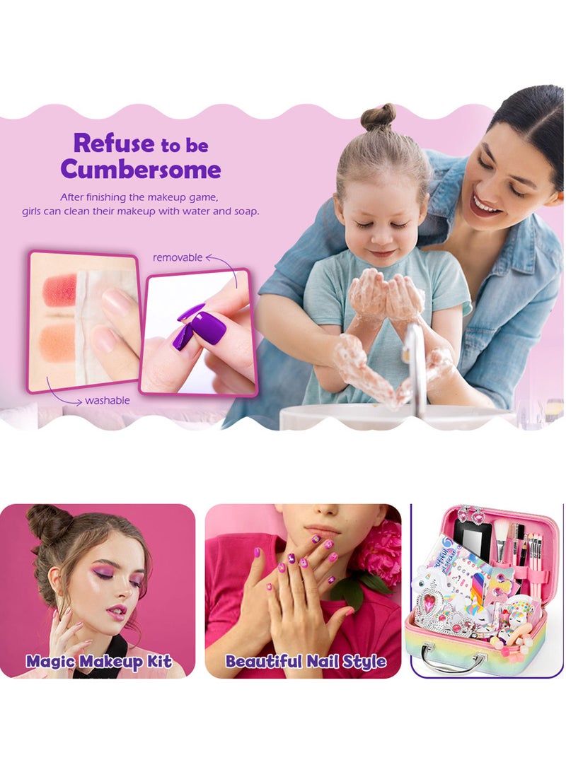 Kids Makeup Kit for Girls, Unicorn Makeup Set, Real Washable Make up Kit for Little Girl Princess Toddler Makeup for Kid Birthday Gifts Unicorn Toys for Girls