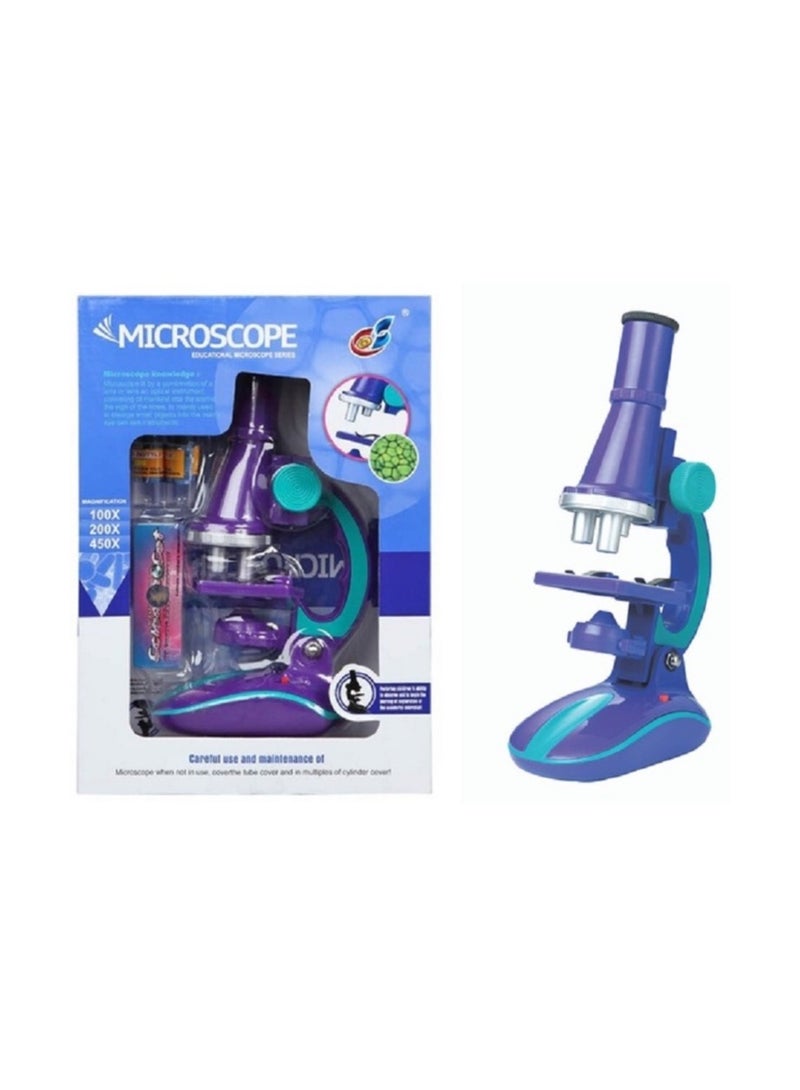 Microscope Toy with LED Light 100X 200X 450X Magnification for Kids