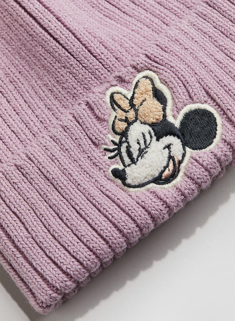 Motif-Detail Rib-Knit Beanie