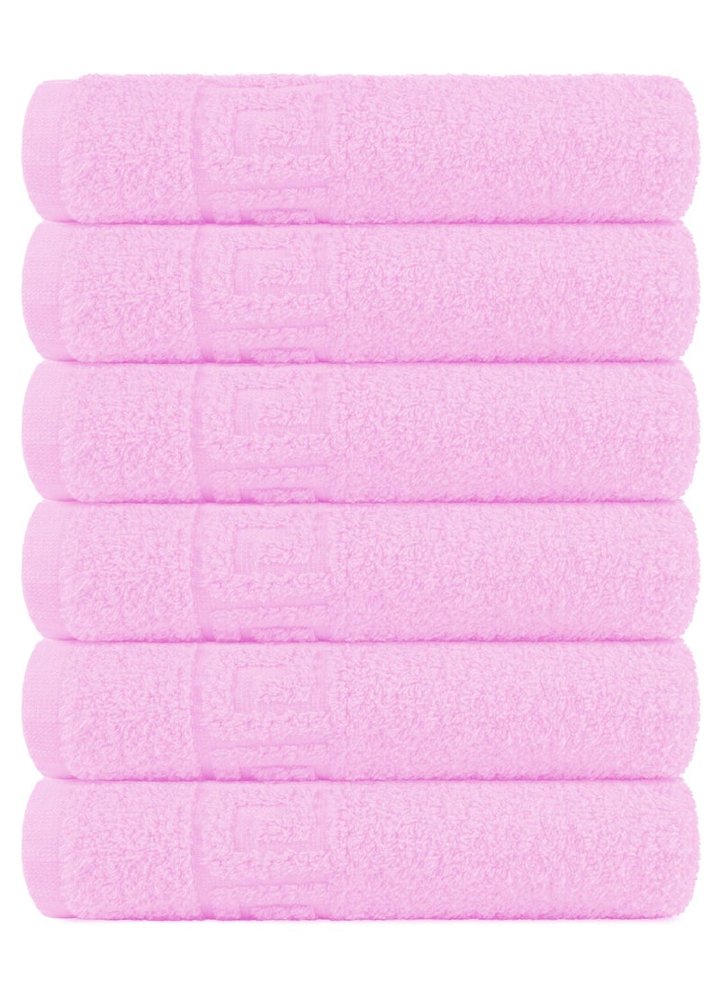 Solid Pink 6 piece 100% Cotton Hand Towel Gym Towel Face Towel