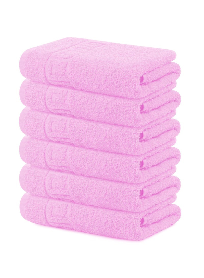 Solid Pink 6 piece 100% Cotton Hand Towel Gym Towel Face Towel