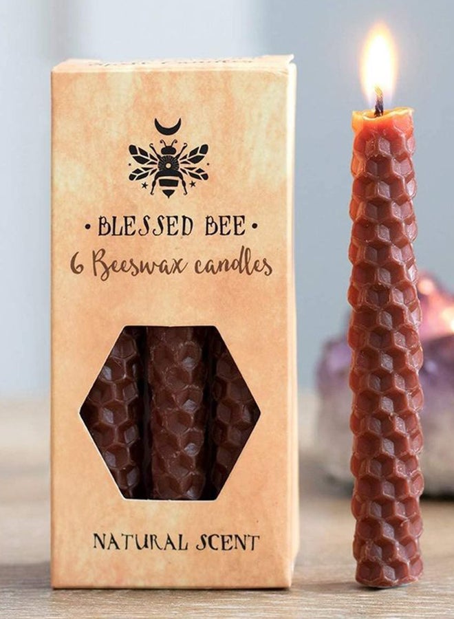 6-Piece Blessed Bee Beeswax Spell Earth Magic Candle Brown 11cm