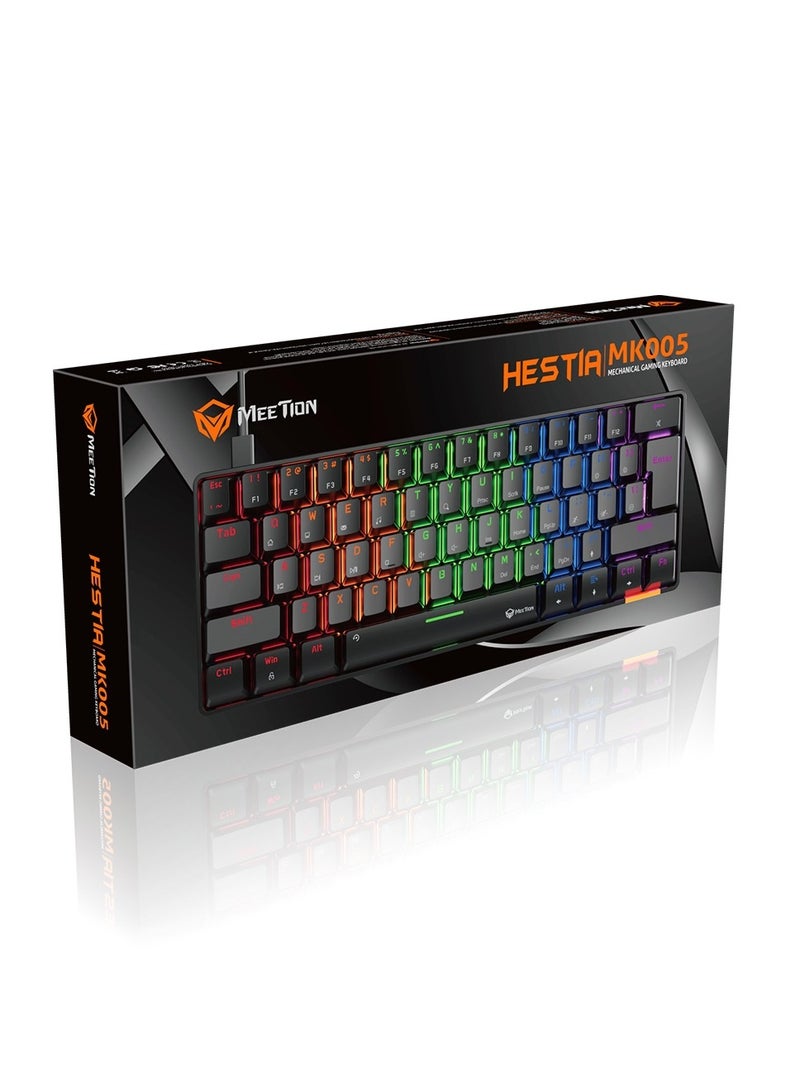 MT-MK005 60% Gaming Keyboard 12 Multimedia Shortcuts Keys With True Mechanical Fixed Shaft LED Backlight Brightness Adjustable Wired Anti-Ghosting Mechanical Keyboard For Windows And Mac Black