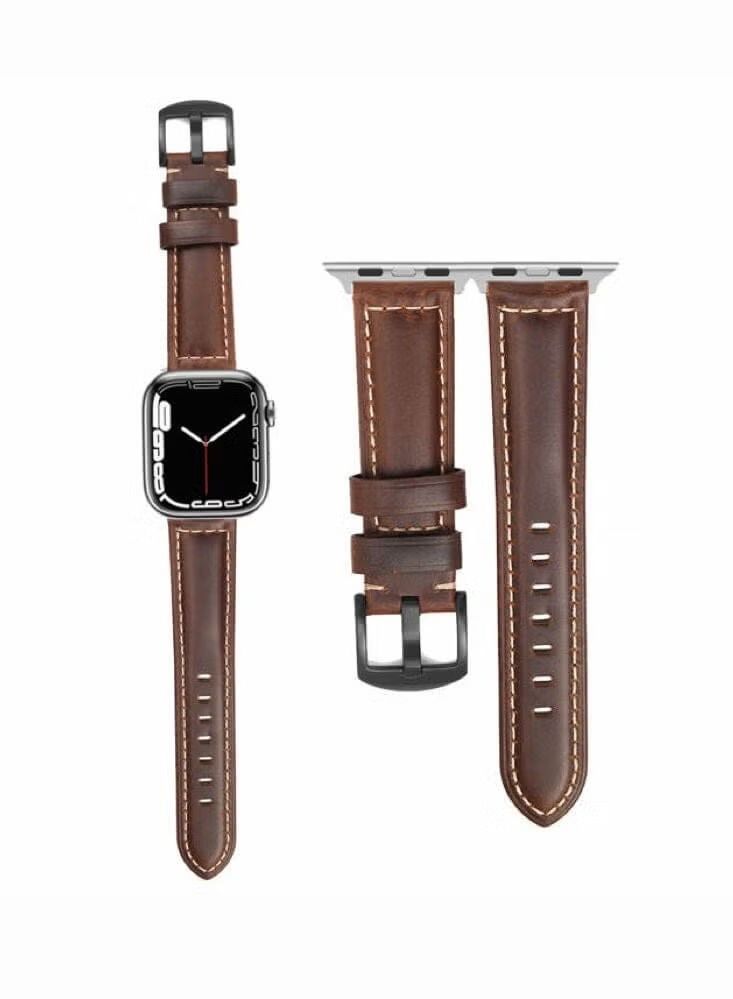 Retro Wax Genuine Leather Replacement Band For Apple Watch 41/40/38mm Series 7/6/5/4/SE