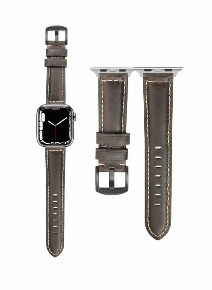 Retro Wax Genuine Leather Replacement Band For Apple Watch 45/44/42mm Series 7/6/5/4/SE