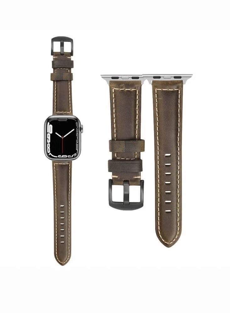 Retro Wax Genuine Leather Replacement Band For Apple Watch 41/40/38mm Series 7/6/5/4/SE