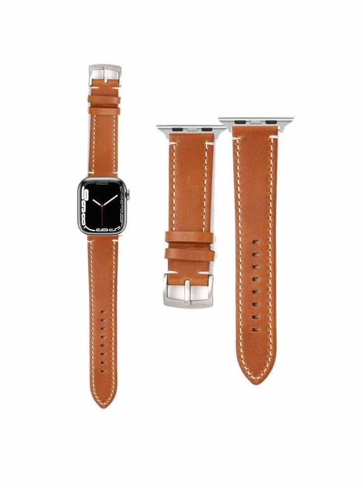 Wax Genuine Leather Replacement Band For Apple Watch 41/40/38mm Series 7/6/5/4/SE