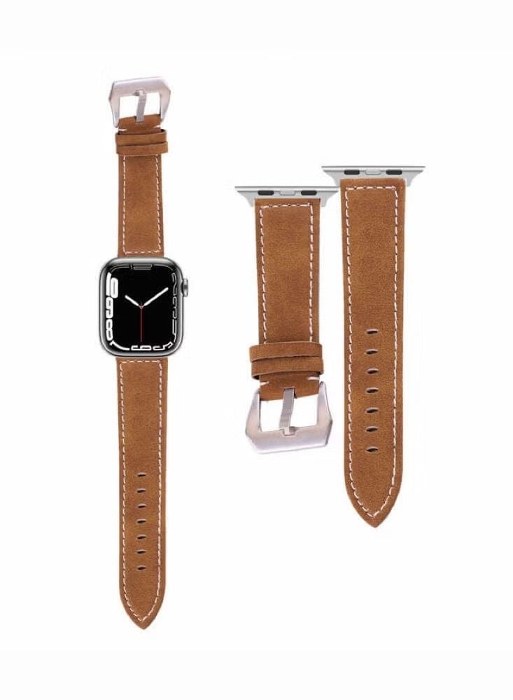 Vintage Washed Genuine Leather Replacement Band For Apple Watch 45/44/42mm Series 7/6/5/4/SE