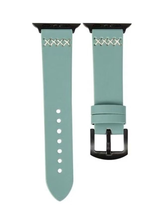 Leather Replacement Strap Watchband for Watch Series 7/6/SE/5/4/3/2/1 42/44/45mm Light Green