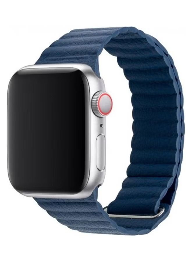 Apple Watch Band 38mm/40mm/41mm Leather Loop Watch Strap Compatible with iWatch Series 8/7/SE/6/5/4/3/2/1 Dark Blue