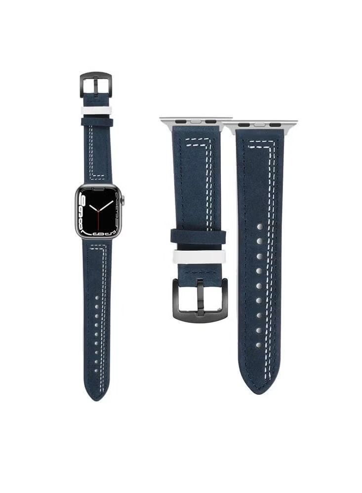 Lines Genuine Leather Replacement Band For Apple Watch 41/40/38mm Series 7/6/5/4/SE