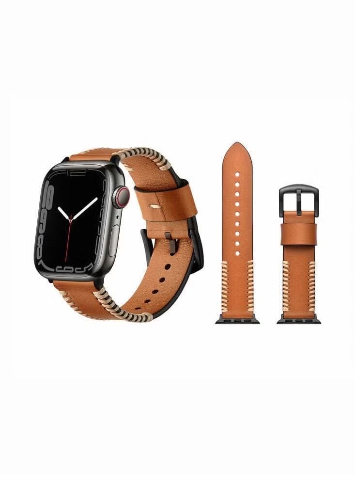 Milan Leather Replacement Band For Apple Watch 45/44/42mm Series 7/6/5/4/SE