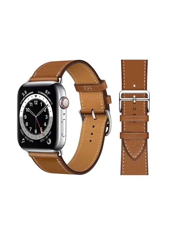 Genuine Leather Replacement Band For Apple Watch Series 6/SE/5/4/3/2/1 Brown