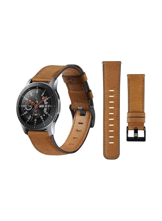 Genuine Leather Replacement Band For Samsung Galaxy Watch Retro Yellowish Brown