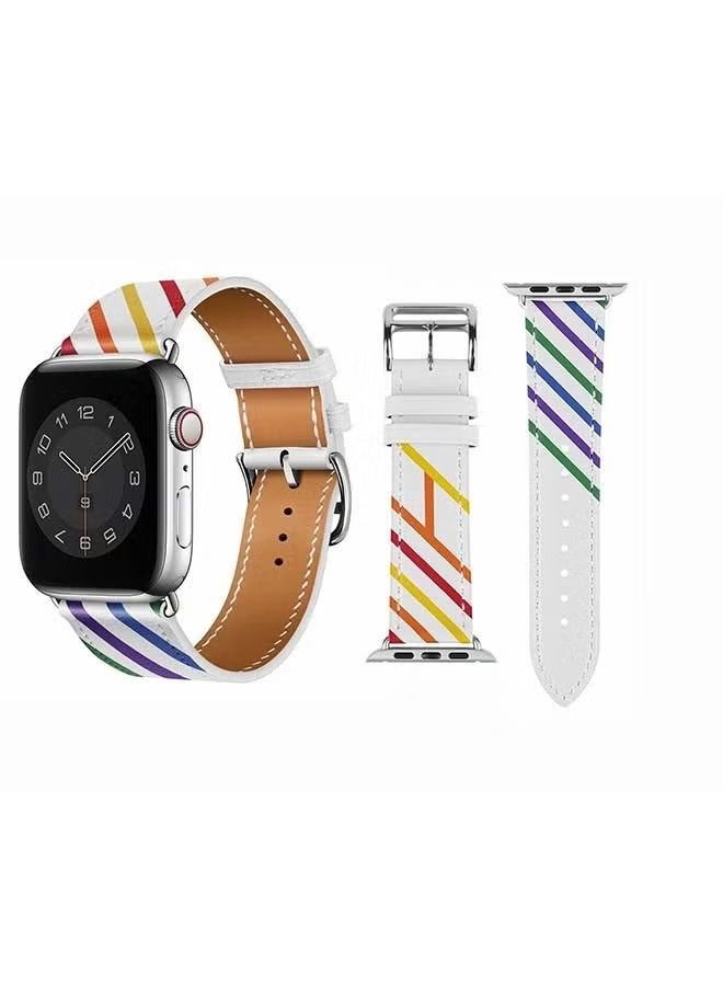 Supreme Genuine Leather Replacement Band for Apple Watch Series 6/SE/5/4/3/2/1 40/38mm White