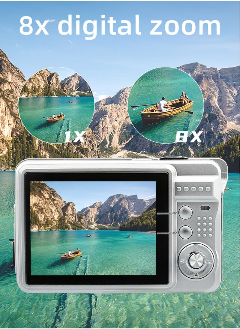 2.7 Inch Tft 18Mp 8X Zoom Digital Camera Mini Anti-Shake Full HD Digital Video Camera(Silver)