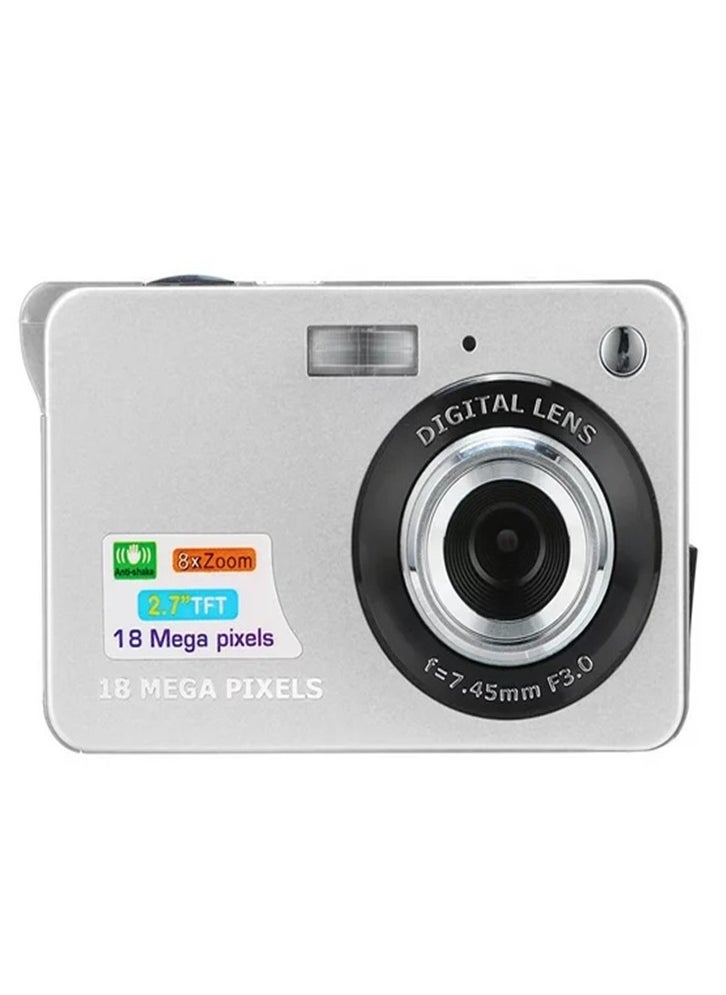 2.7 Inch Tft 18Mp 8X Zoom Digital Camera Mini Anti-Shake Full HD Digital Video Camera(Silver)