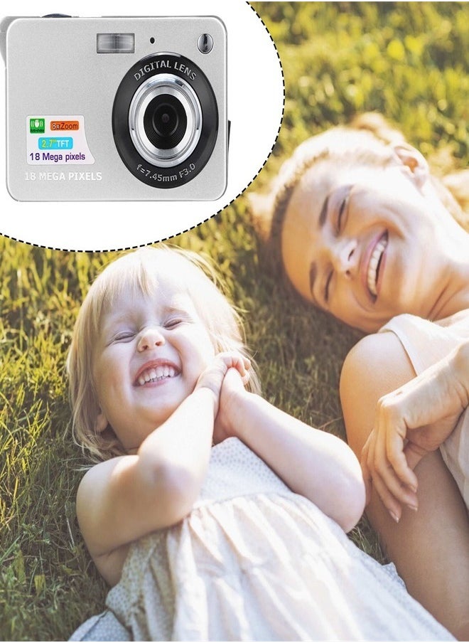 2.7 Inch Tft 18Mp 8X Zoom Digital Camera Mini Anti-Shake Full HD Digital Video Camera(Silver)