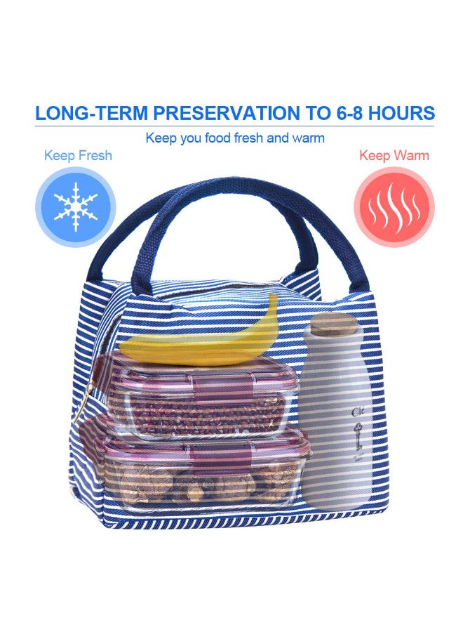 Cotton Striped Design Lunch Bag Multicolour 21x15x17centimeter