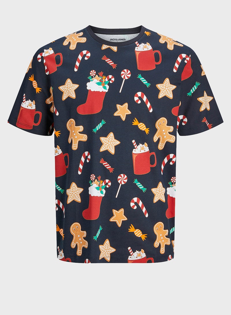 Christmas All Over Printed Crew Neck T-Shirt